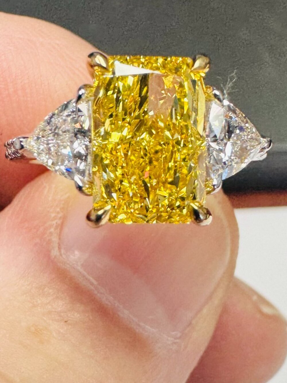 3.01 Carat Fancy Vivid Yellow Engagement Ring